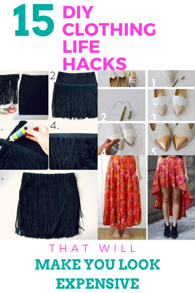 15 DIY Clothing Life Hack That Will Make You Look Expensive 15 amazing DIY clothes, refashion ideas for women, each item includes a step by step tutorials for each. Some ideas include revamp clothes, revamp thrift stores clothes, and even diy shoes. All are designed to make you look classy and expensive. diy clothes life hacks 15 diy ideas DIY Clothing Hacks